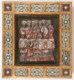 INTERESTING ENAMELED PLAQUE OF THE LAST SUPPER