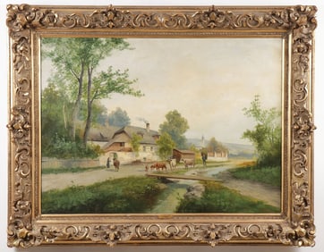 LARGE BEAUTIFUL SIGNED LANDSCAPE PAINTING