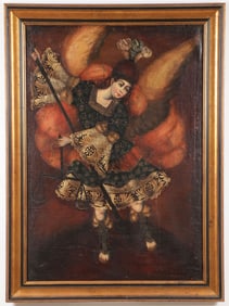 CUZCO SCHOOL STYLE PAINTING ARCHANGEL MICHAEL