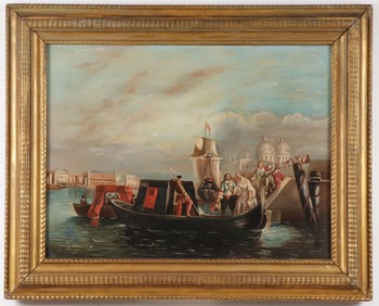 VENETIAN SCENE OIL ON CANVAS 19TH C