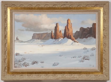 GOOD SOUTHWEST WINTER LANDSCAPE OIL PAINTING