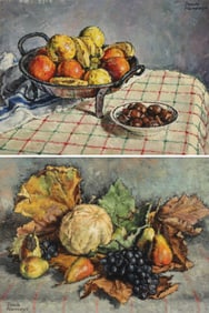 A PR OF SIGNED FRENCH STILL LIFE PAINTINGS, C 1950