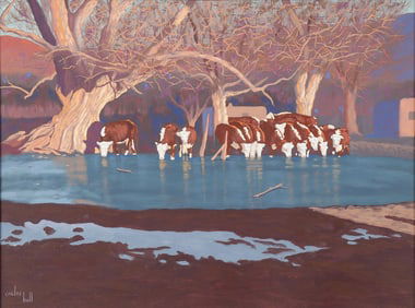 GREAT TAOS OIL ON CANVAS LANDSCAPE, CARLOS HALL