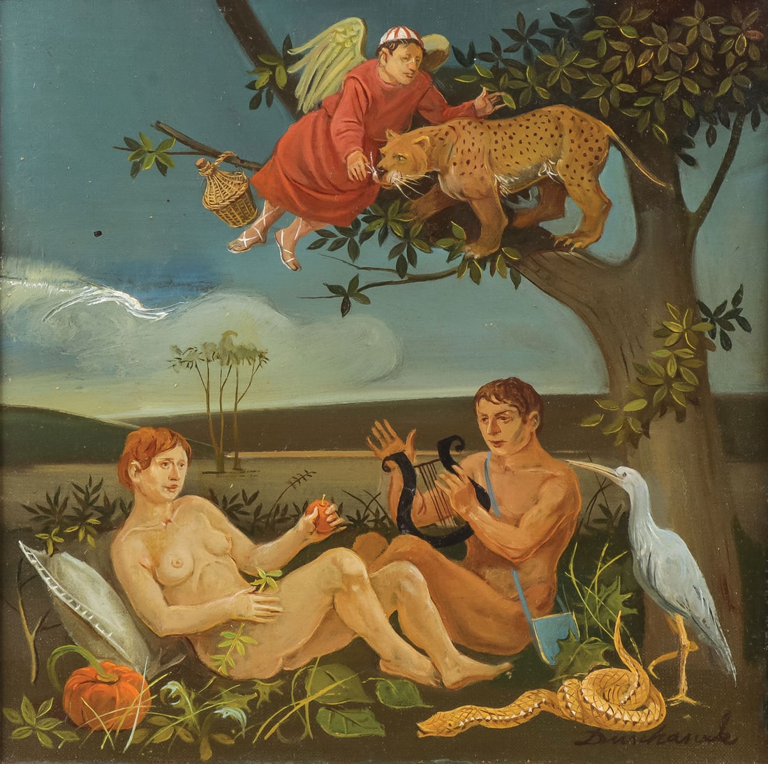 HUNGARIAN SURREALIST RELIGOUS THEME OIL ON CANVAS (1 of 4)