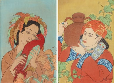 PAIR OF PAUL JACOULET WOODBLOCK PRINTS