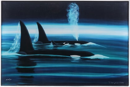 ROBERT WYLAND LITHOGRAPH ?OPTIGRAPH' ORCAS