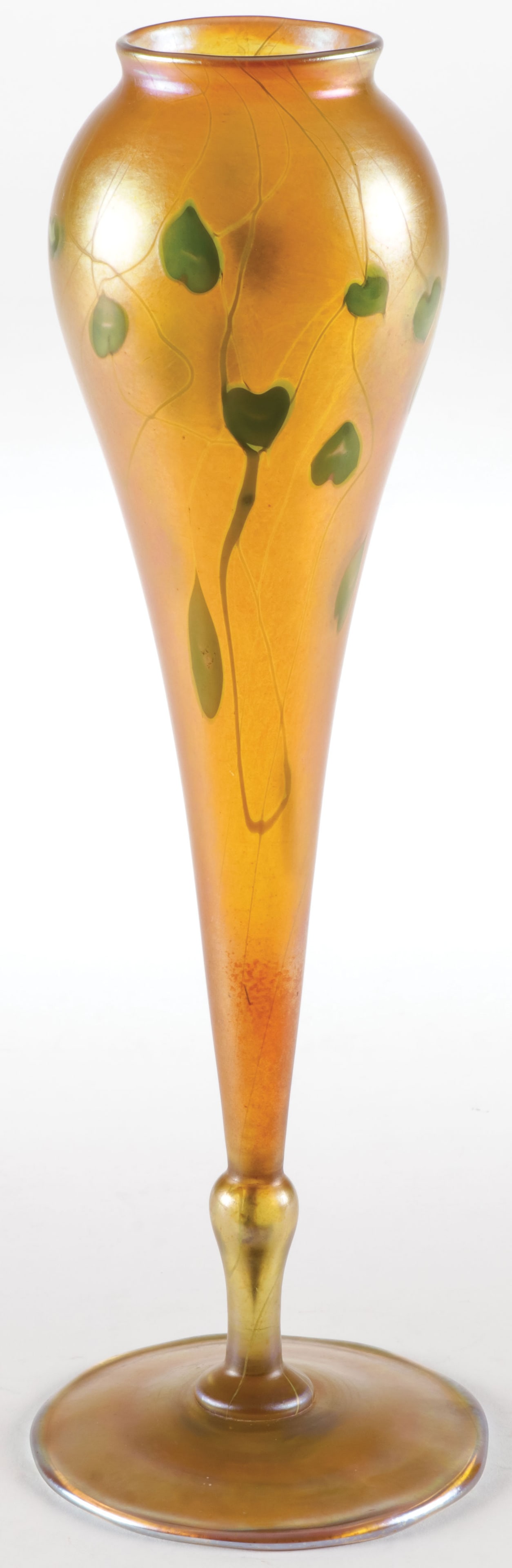 TIFFANY FAVRILE LEAF & VINE VASE C. 1910 (1 of 3)