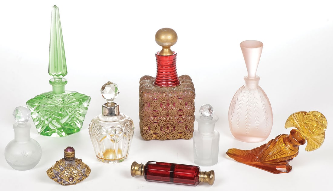 NINE VINTAGE PERFUME BOTTLES (1 of 1)
