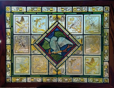 GREAT AESTHETIC MOVEMENT STAINED GLASS WINDOW