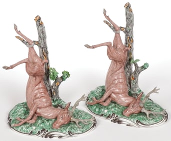 PR NYPHENBURG PORCELAIN STAGS