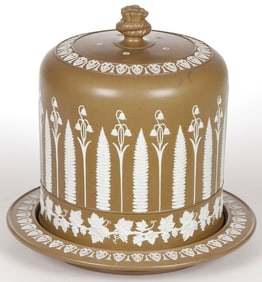 LARGE BROWN JASPERWARE CHEESE DOME