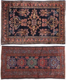 TWO PERSIAN HAMADAN ORIENTAL RUGS C. 1930