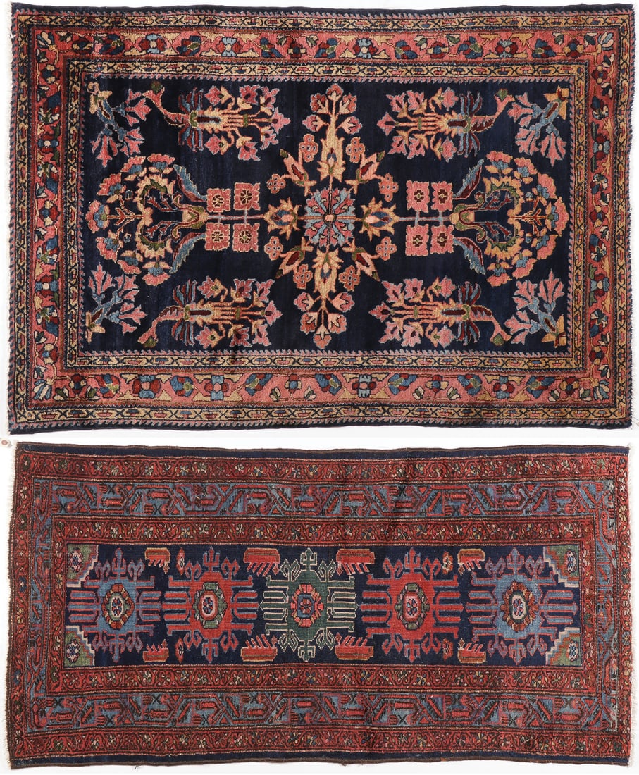 TWO PERSIAN HAMADAN ORIENTAL RUGS C. 1930 (1 of 5)