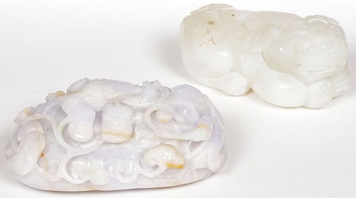 PAIR OF CHINESE CARVED JADE PIECES