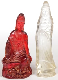 GOOD CHINESE CARVED AMBER & CRYSTAL, QING