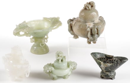 CHINESE CARVED JADE AND HARDSTONE