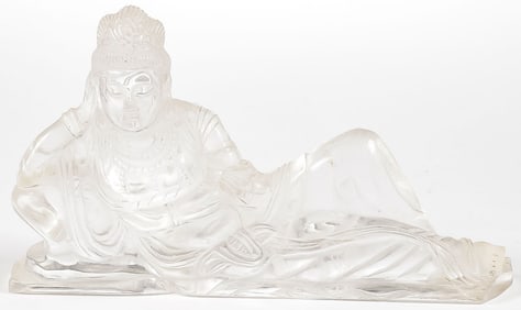 CHINESE ROCK CRYSTAL RECLINING BUDDHA