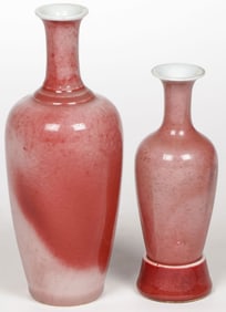 PR CHINESE PEACH BLOOM GLAZE VASES, QING