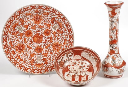 3 PCS JAPANESE KUTANI PORCELAIN