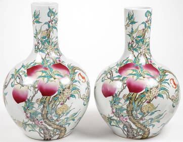 PR CHINESE PORCELAIN PEACH VASES (1 of 6)