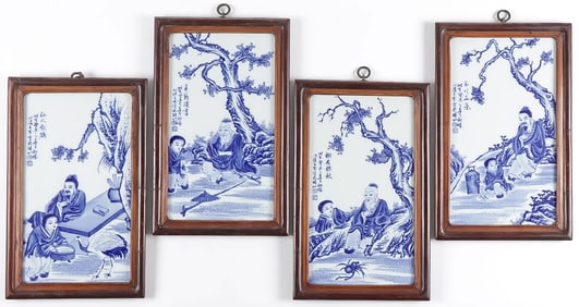 FOUR CHINESE PORCELAIN PLAQUES