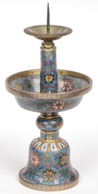 CHINESE CLOISONNE ENAMEL PRICKET CANDLE STAND