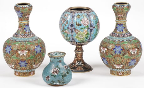 4 PCS CHINESE CLOISONNE
