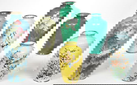 6 FINE JAPANESE CLOISONNE VASES