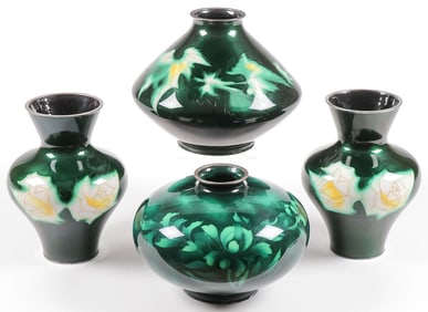 4 JAPANESE MUSEN ENAMLED VASES