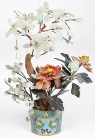 CHINESE JADE & CLOISONNE PLANT