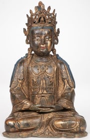 GILT BRONZE & POLYCHROME BUDDHA