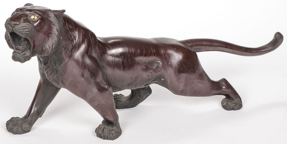 JAPANESE BRONZE HOWLING TIGER, MEIJI