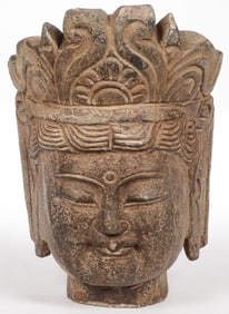 CARVED STONE HEAD OF BUDDHA