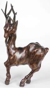 CHINESE CARVED WOOD DEER, CHING