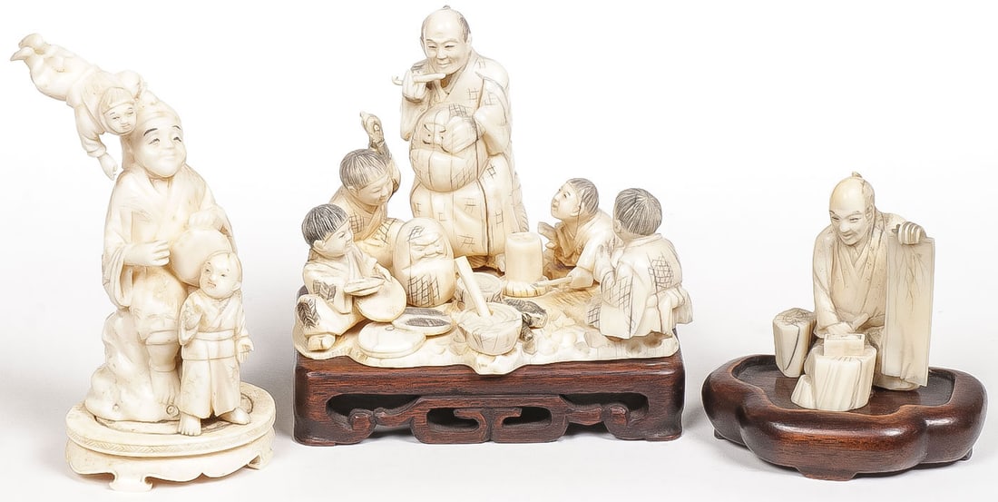 THREE JAPANESE CARVED OKIMONO (1 of 2)