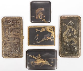 5 JAPANESE MIXED METAL CIGARETTE CASES