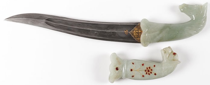 MUGHAL JADE HANDLED DAGGER & HANDLE