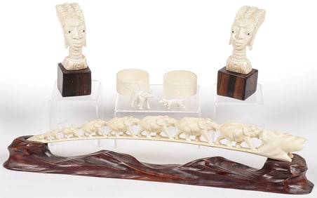 CARVED GROUP, C. 1920