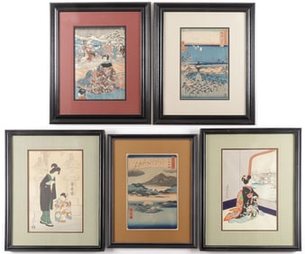 FIVE JAPANESE WOODBLOCK PRINTS