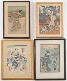 4 JAPANESE WOODBLOCK PRINTS, EDO (1 of 5)