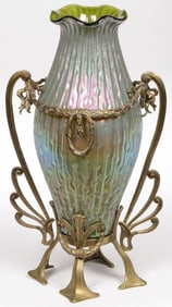 KRALIK ART NOUVEAU SEA URCHIN MOUNTED VASE