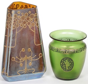 PR OF BOHEMIAN ART GLASS VASES, C1900-1915