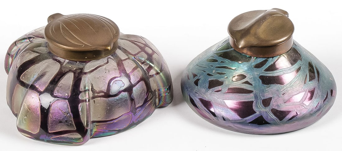 PR OF BOHEMIAN GLASS INKWELLS, C. 1900 (1 of 2)