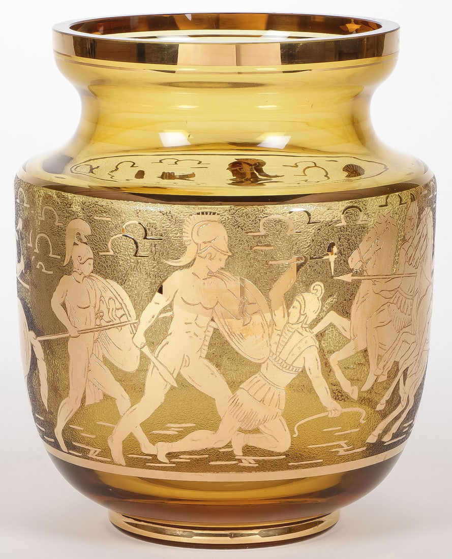 MONUMENTAL ETCHED GILT VASE, C. 1920 (1 of 2)