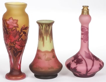 THREE CAMEO GLASS VASES