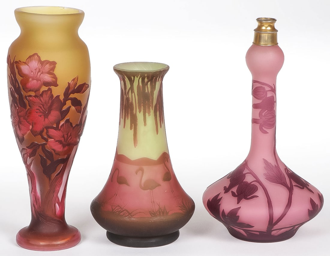THREE CAMEO GLASS VASES (1 of 2)