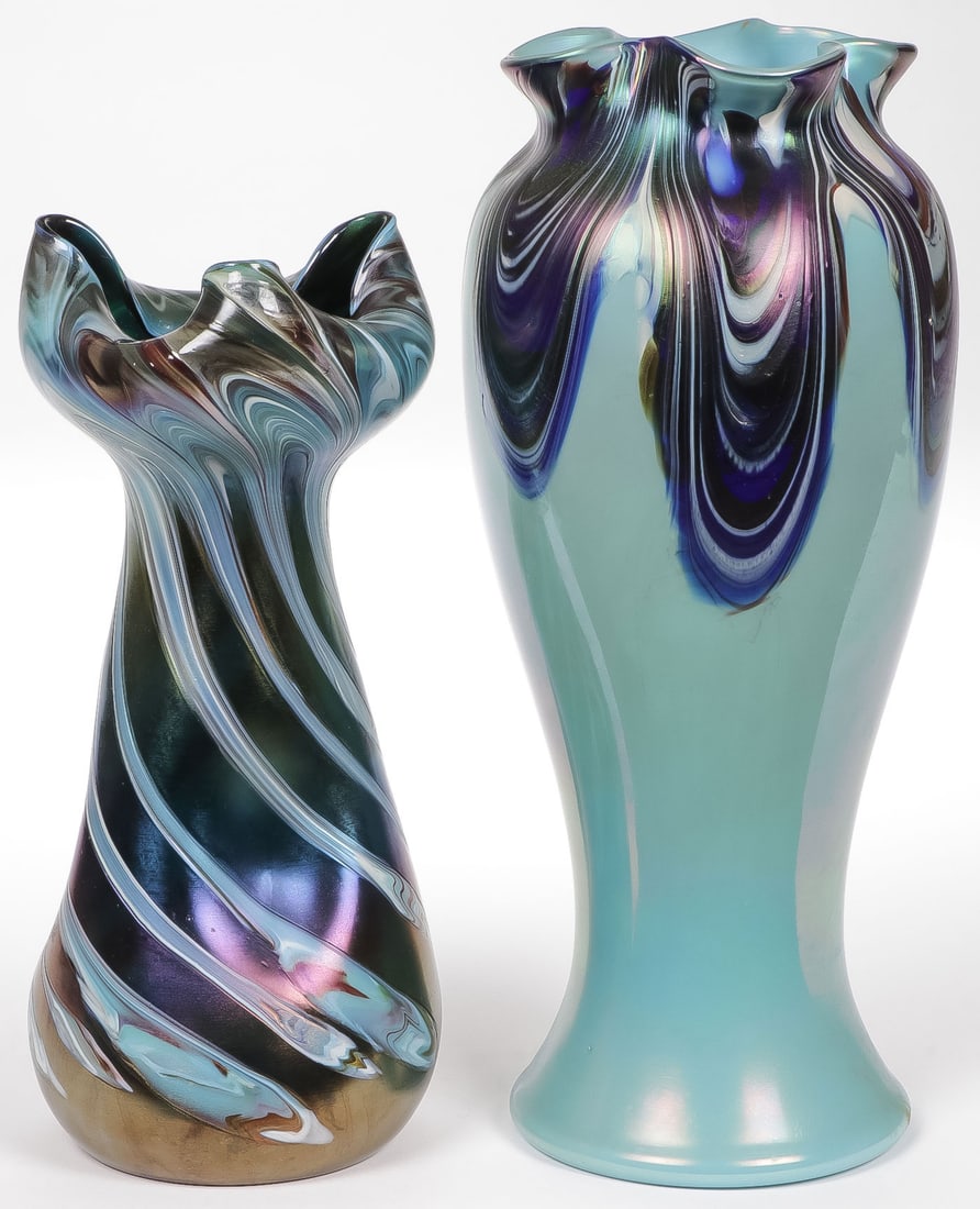 PAIR OF AUSTRIAN ART GLASS VASES, C. 1910 (1 of 2)
