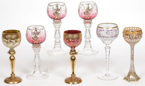 BOHEMIAN ENAMLED STEMWARE GROUP.