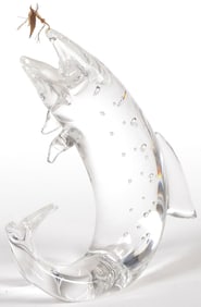 STEUBEN TROUT WITH FLY SCULPTURE