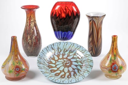 6 PIECES OF MODERN ARTS GLASS